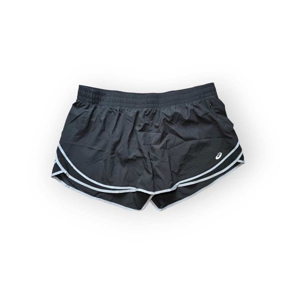 ASICS Womens 2XL Black Running Shorts Zip Pocket Built-In Liner Athletic